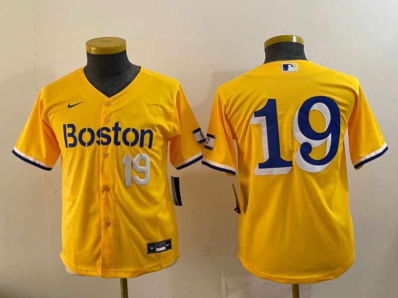 Youth 2025 Boston Red Sox #19 No Name Yellow City Edition Nike MLB Jersey style 05
